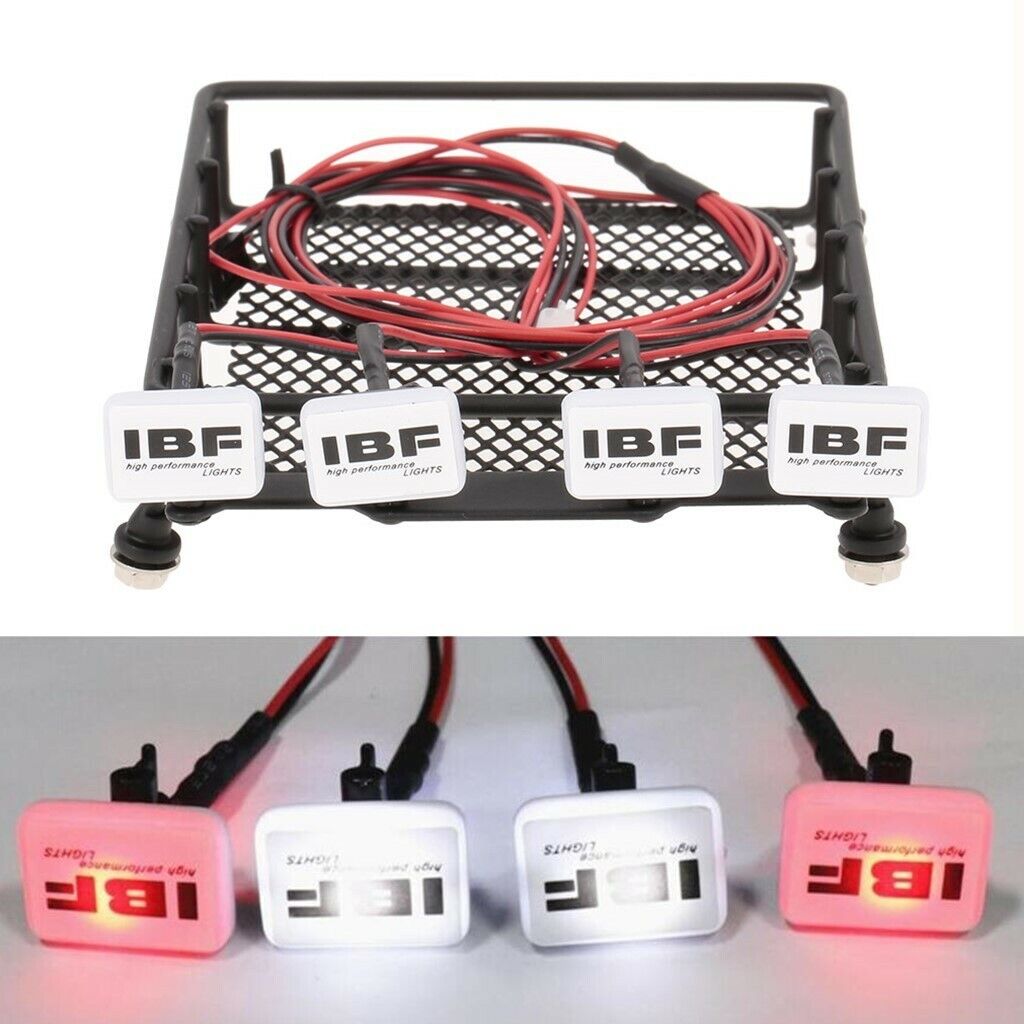 RC /10 Metal Roof Rack w/ Square LED Light for Axial SCX10 Rock Crawler Kits