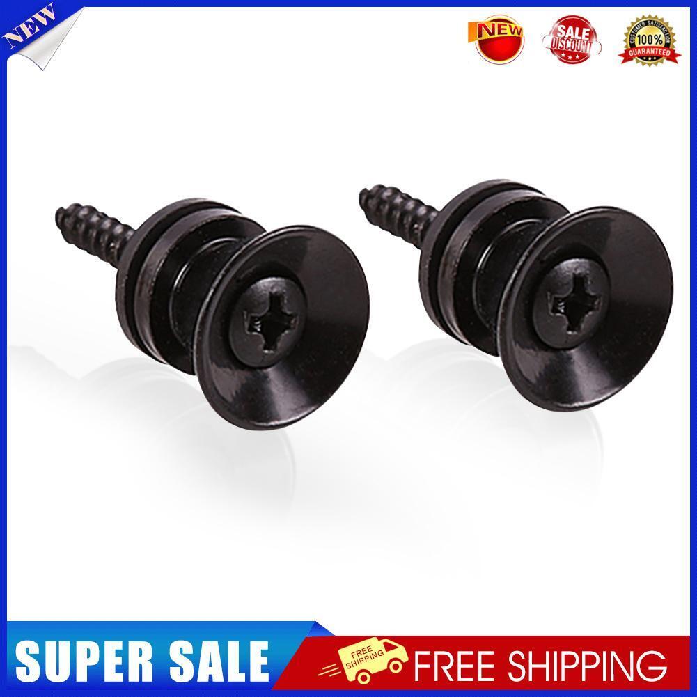2x Guitar Pegs Anti-slip Strap Buckle Locking Pin for Bass Ukulele (Black)