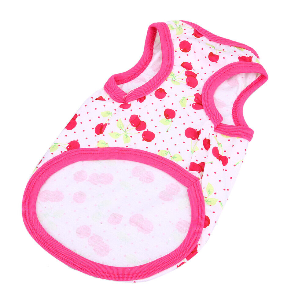 Spring Summer Puppy Small Dog Vest Clothes Pet Shirt (Cherry  Red)(XS)