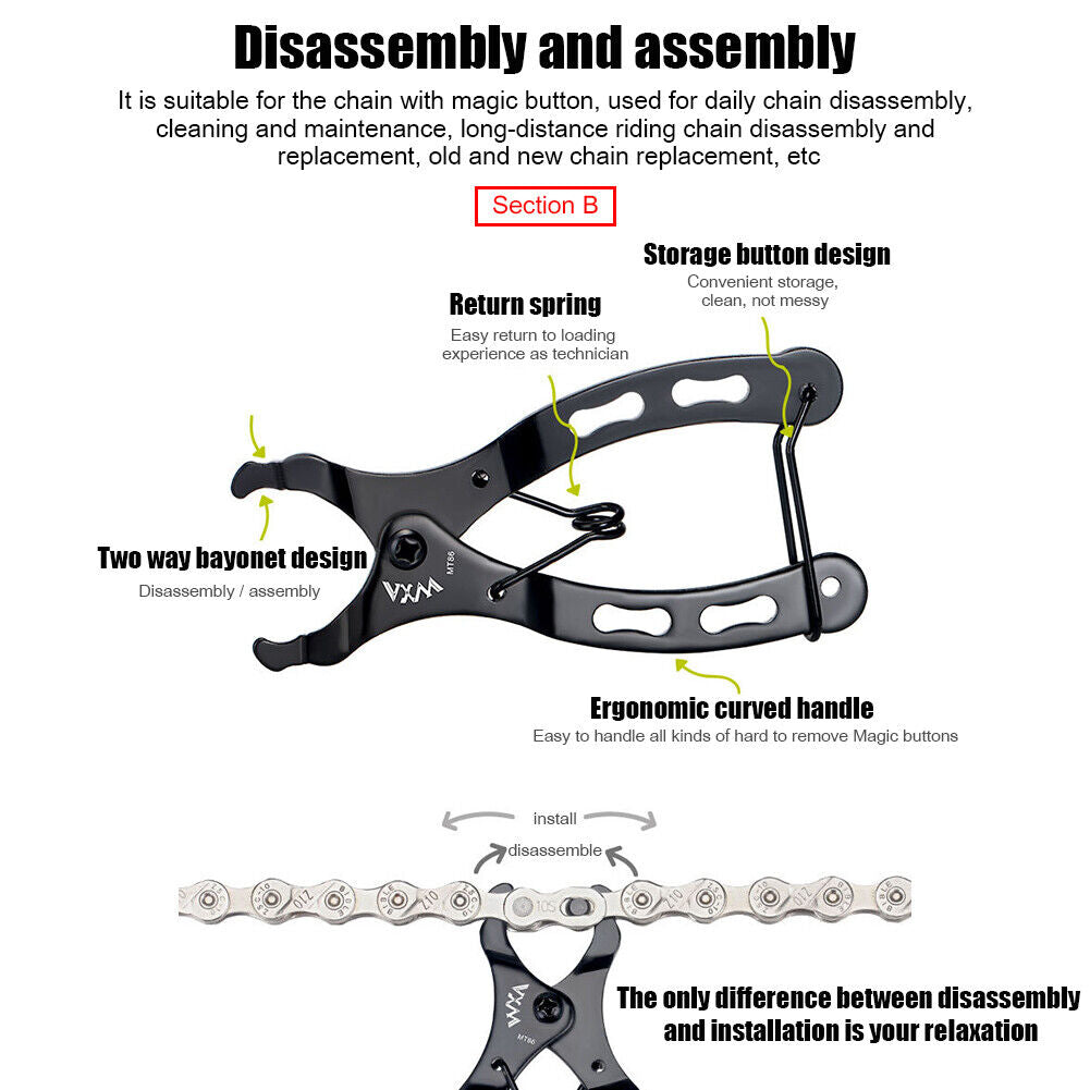 VXM Bike Chain Quick Link Tool with Hook Pliers MTB Cycling Chain Clamp (B)