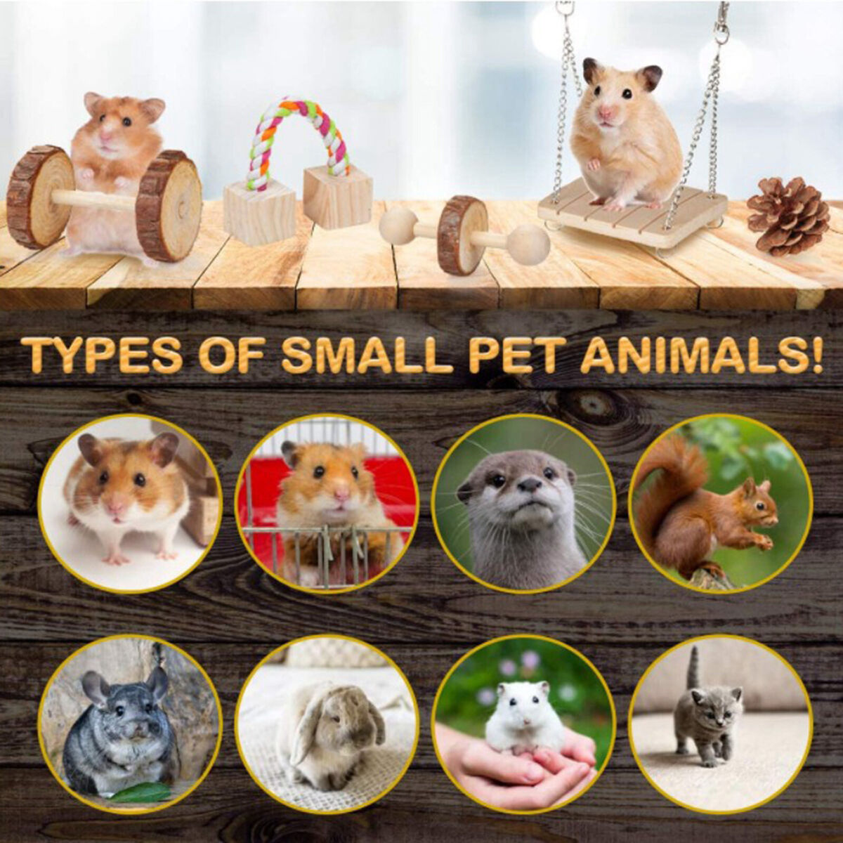 10x Wooden Hamster Chew  for Guinea Pig Unicycle Molar String