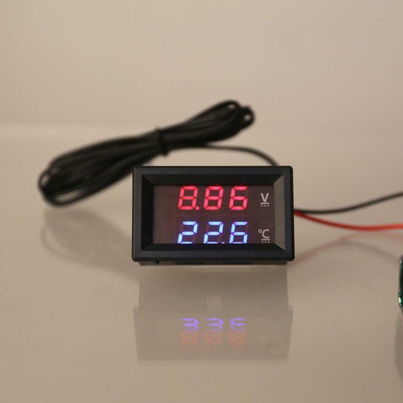 12V/24V LED Display Car Voltage & Water Temperature Gauge Voltmeter Thermometer