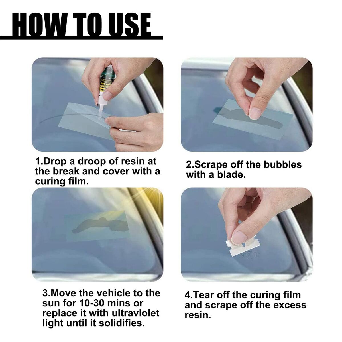 Kit Tool DIY Windshield Cracked Restore Curing Car Window Glass Repair Fluid