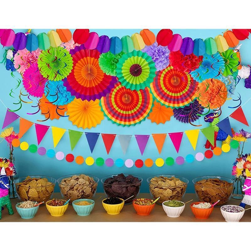 Paper Fans Flower Halloween Party Decoration for Birthday Graduation Baby Shower