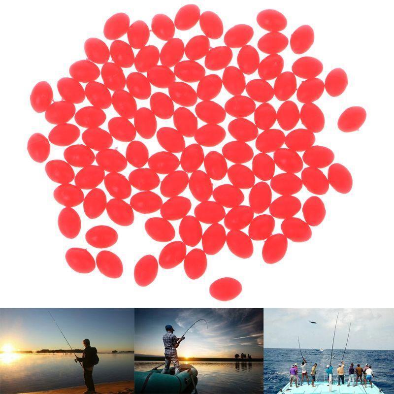 100Pcs Oval Luminous Fishing Lures Fishing Beads Sea Hard Floating Float Tackles