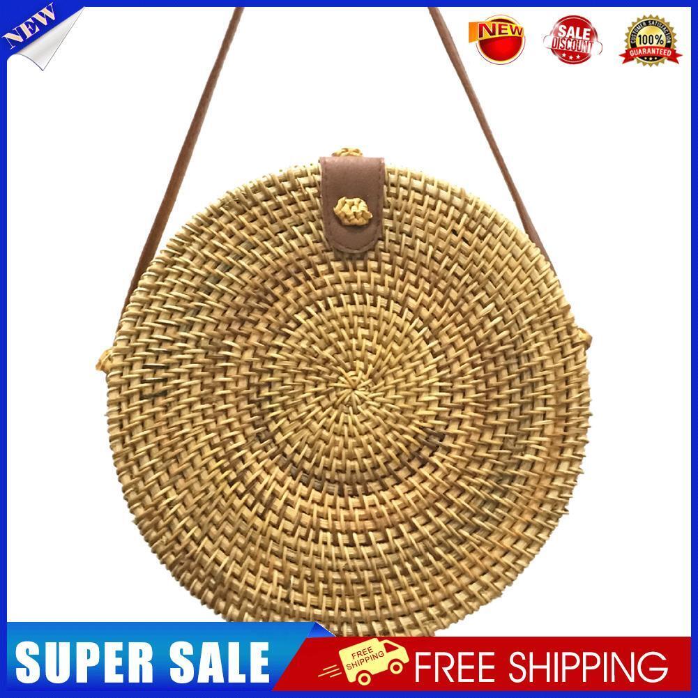 Summer Women Shoulder Bag Round Straw Beach Circle Rattan Messenger Bags-21