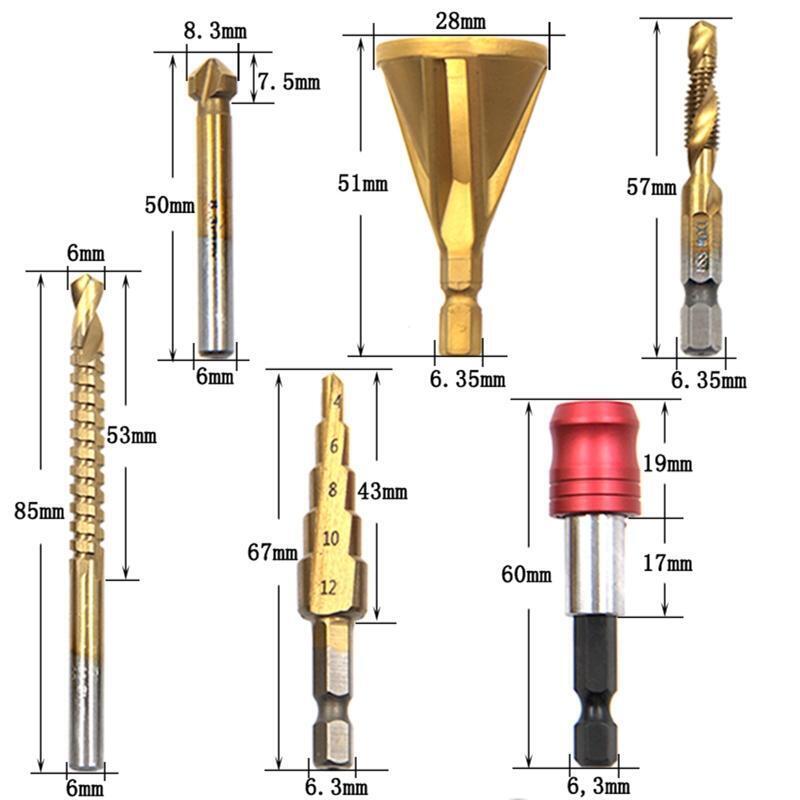 6 Pcs/set Deburring External Chamfering Tool Chamfer Drilling Bit Step Drill Bit