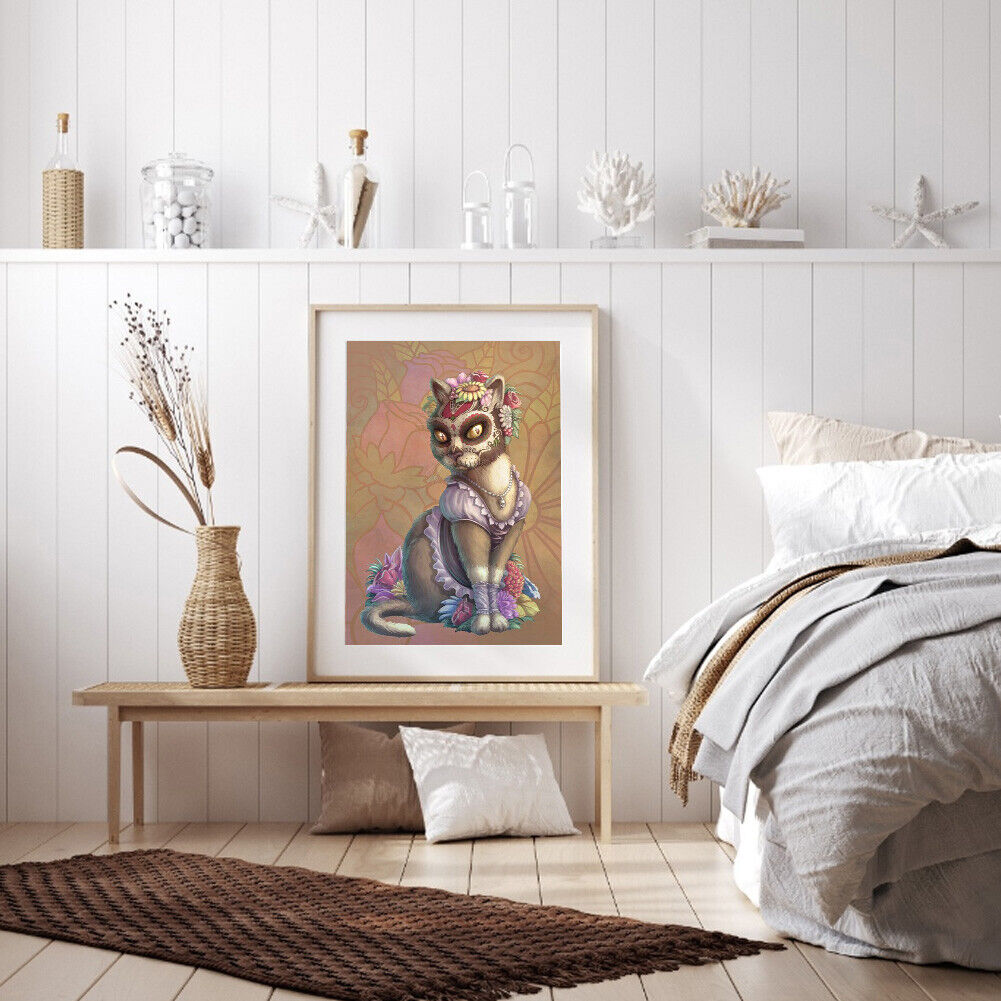5D DIY Full Round Drill Diamond Painting Royal Cat Animal Home Decor Art