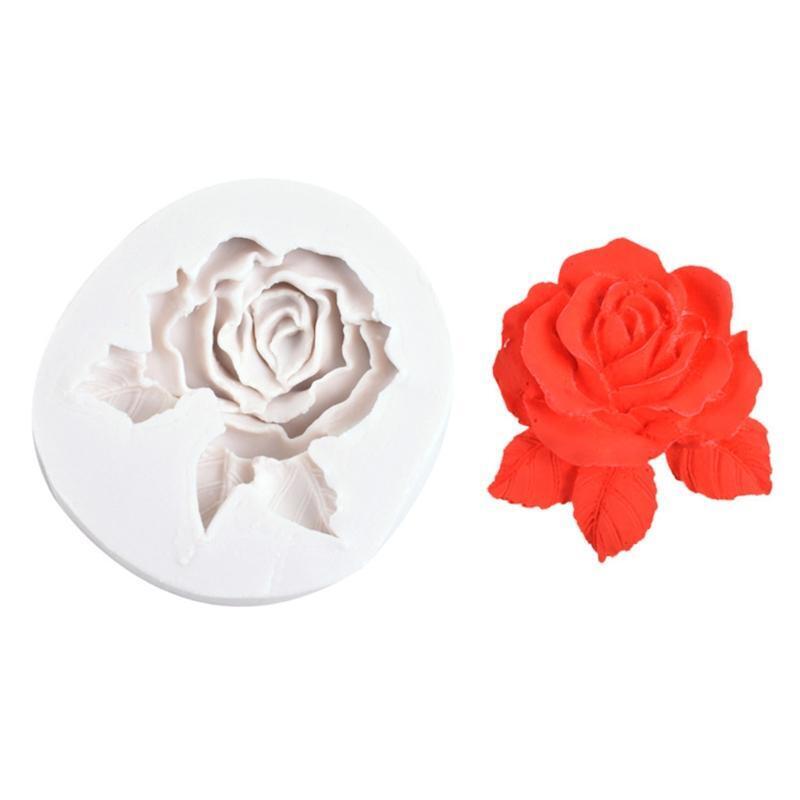 Rose Fondant Mold Flower and Leaves Silicone Mould for Sugarcraft Cupcake Topper