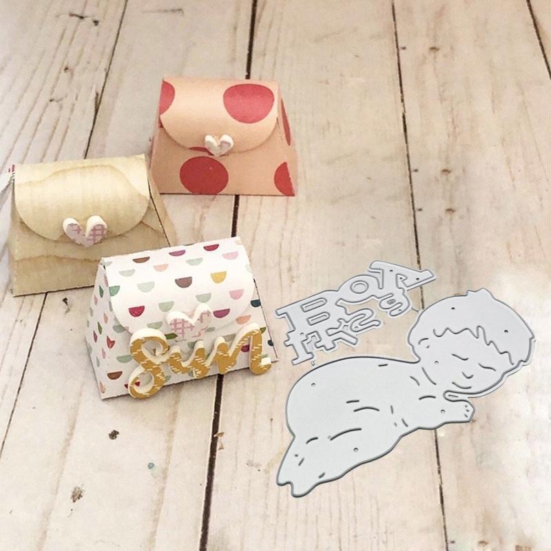 Cute Sleeping Baby Boy Metal Cutting Dies Stencil DIY Scrapbooking Card Template