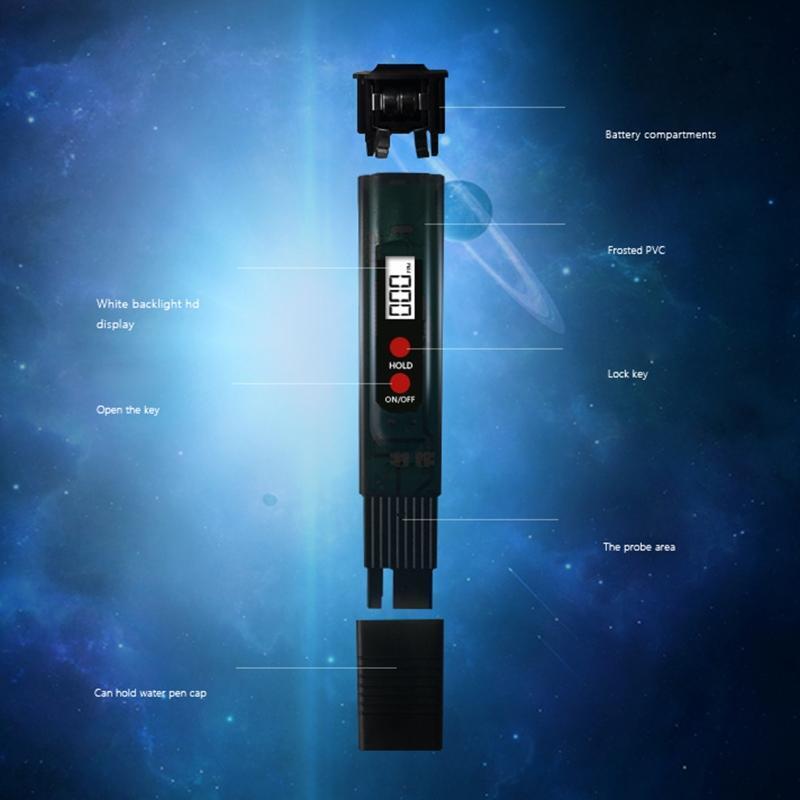 Portable TDS Tester Water Quality Meter with White Backlight LCD Pen 0-9990ppm