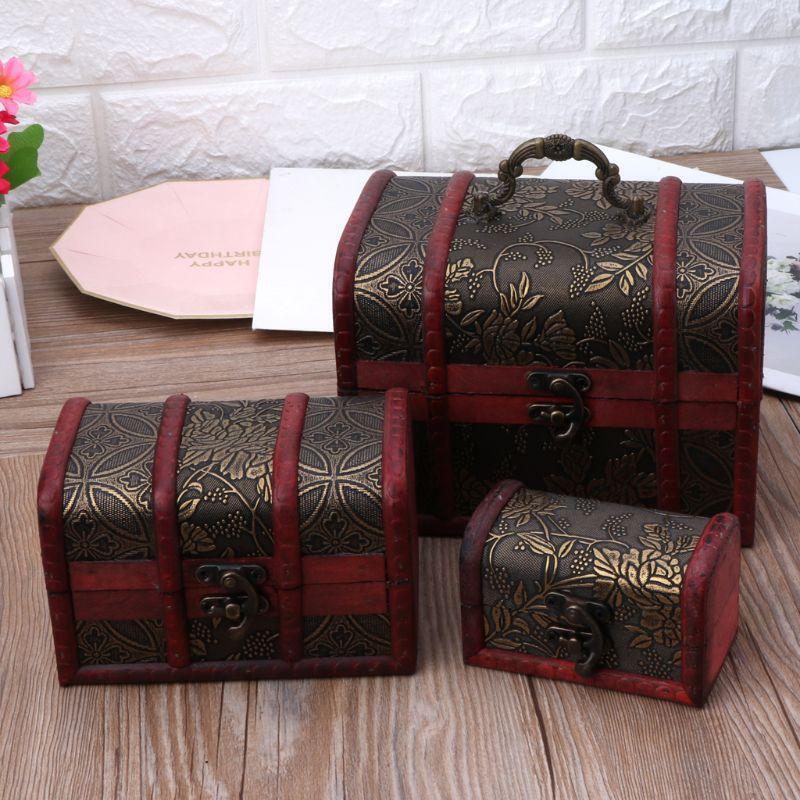 3Pcs Wooden Jewelry Box for Women Organizer Case Solild Wood for Jewelry Watches