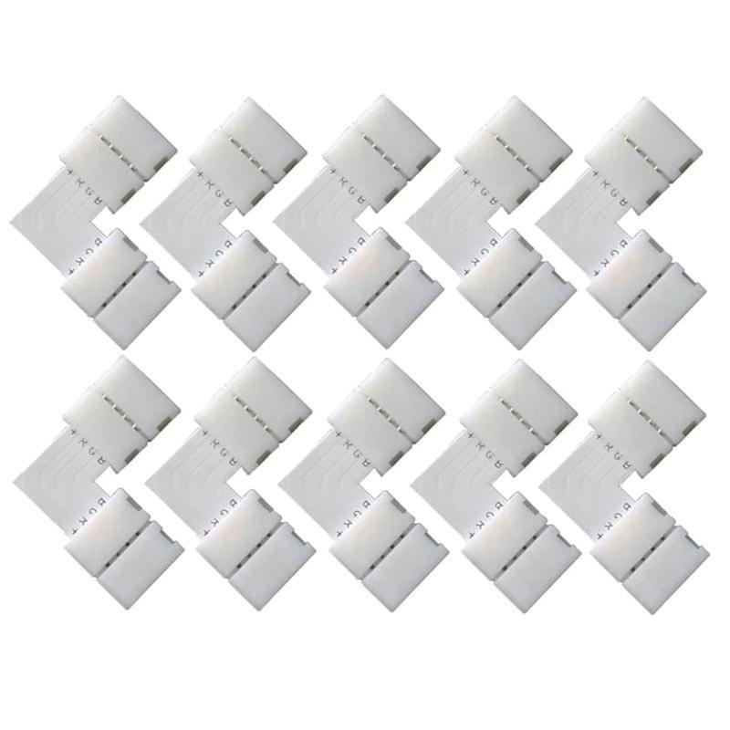 10Pcs 10mm 4 Pin L Shape LED- Strip Corner Connectors RGB- 90 Degree for 5050
