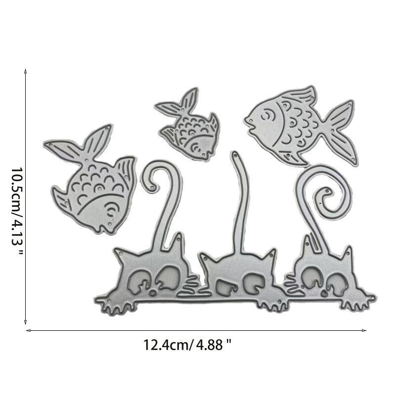 Cartoon Cat Fish Cutting Dies Stencil Metal Scrapbook Album Paper Card Template