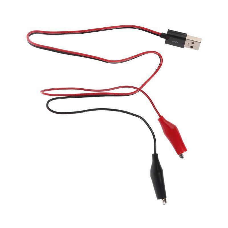 Dual Alligator Test Clip Clamp to USB Male Connector Power Supply Adapter Wire
