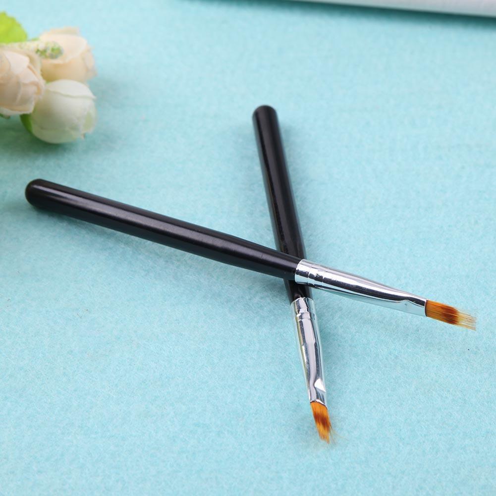 2Pcs Nail Art Gel Pen Brush Drawing Painting Wood Handle Manicure Tool