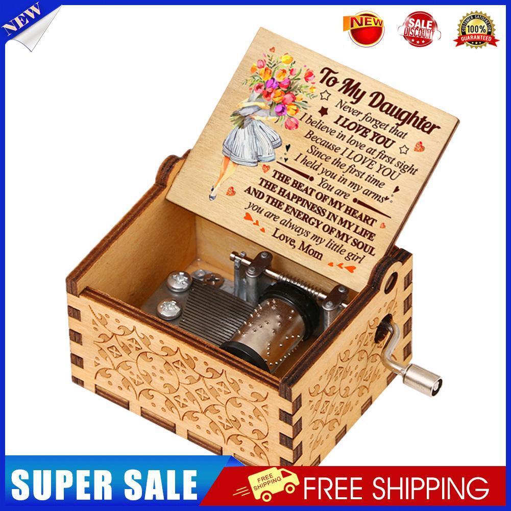 A Letter to My Daughter Hand-cranked Wooden Music Box Melody Musical Gifts