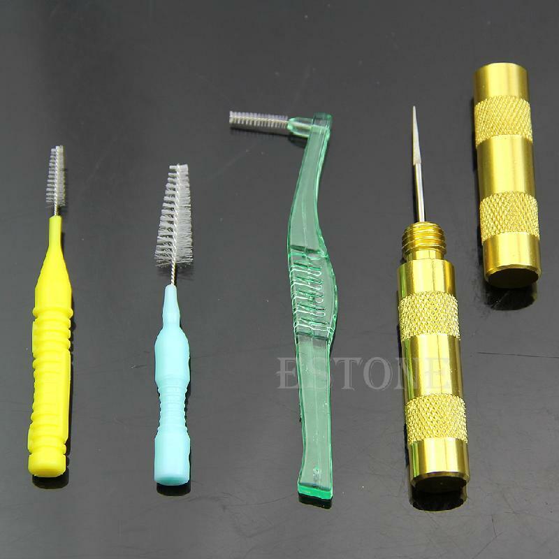 New Airbrush Spray Gun Nozzle Cleaning Repair Tool Kit Needle&Brush Set