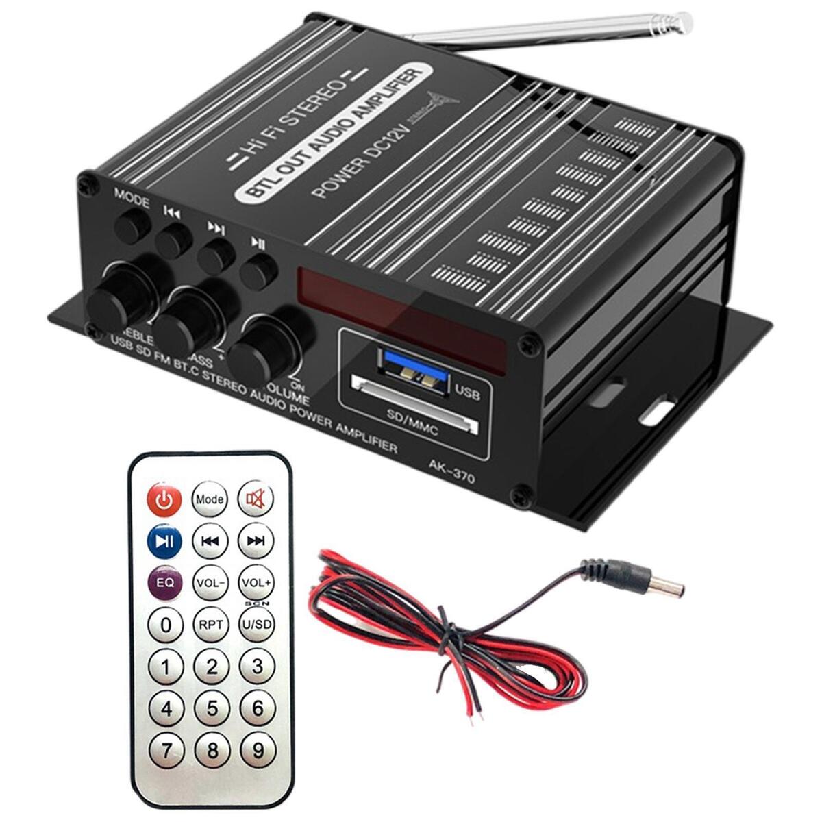 2 Channel Car Amplifier 2.0 Channel Output FM 87.5-108MHz HiFi for Tablet TV