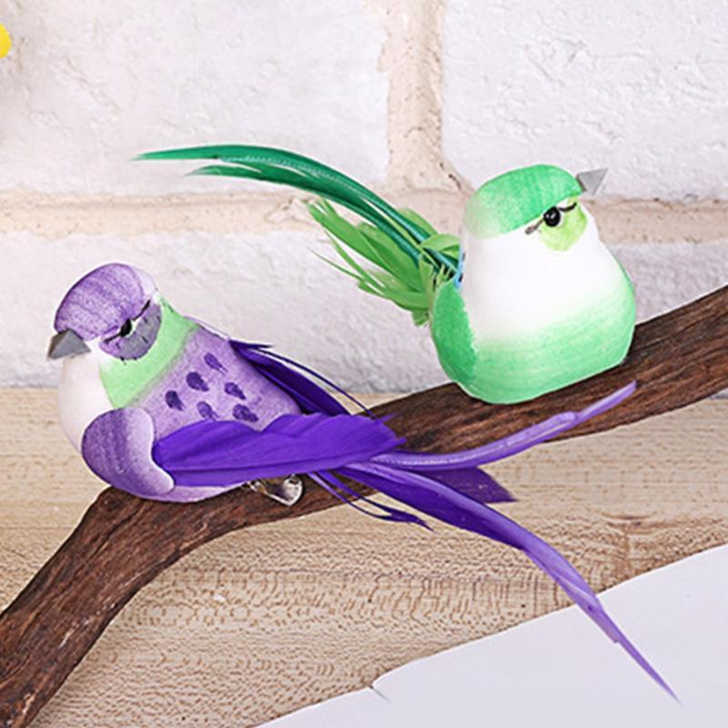 12 Pieces Simulation Foam Birds Exquisite Birds Ornament with Clips for Garden