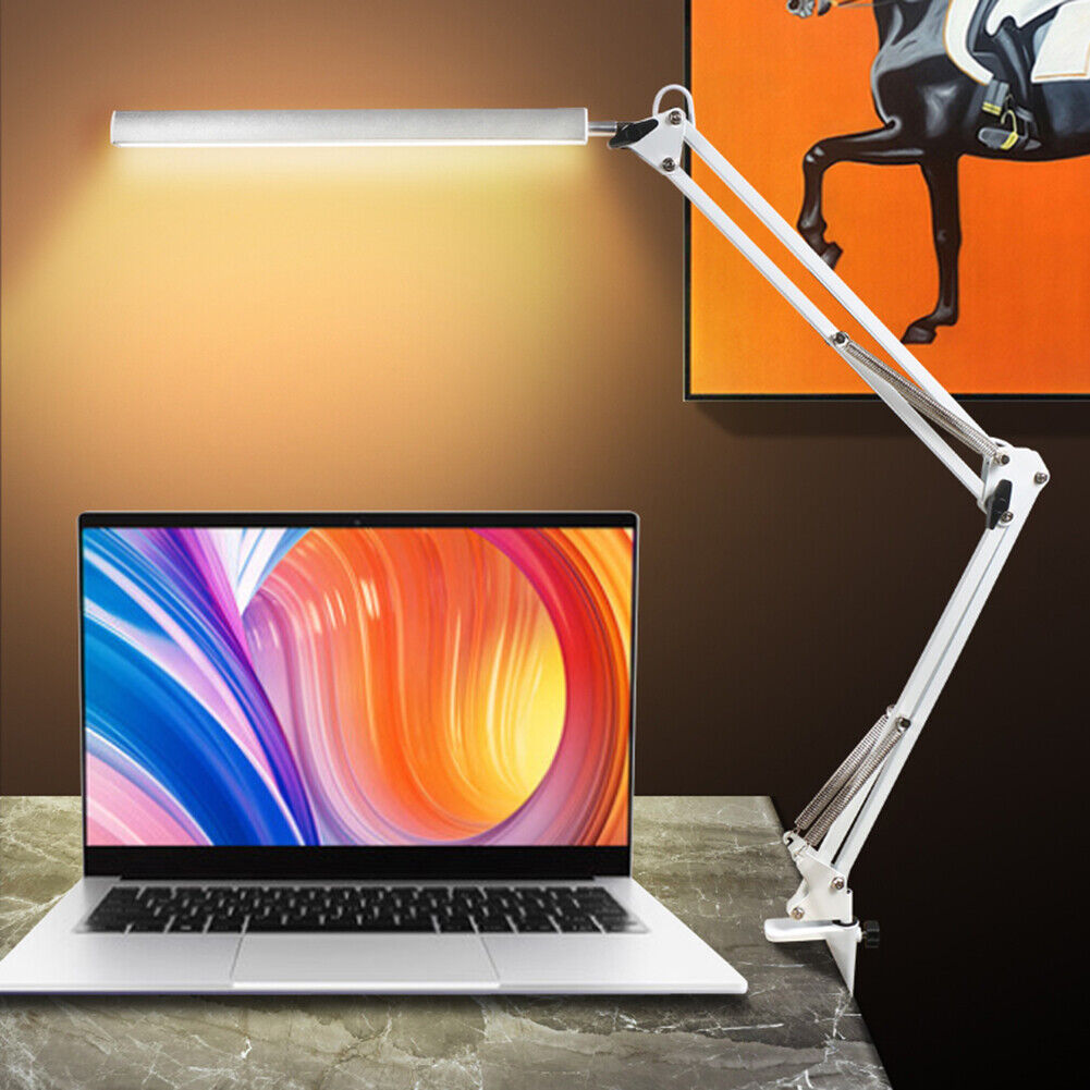 LED Folding Long Arm Eye Protection Reading Study Desk Light (12W White)