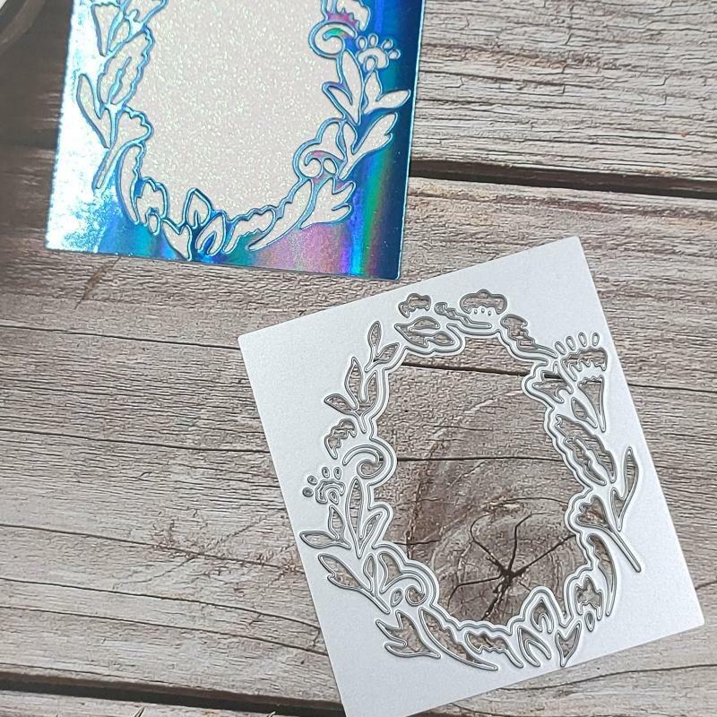 Flower Border Lace Rectangle Frame Metal Cutting Dies Stencil DIY Card Template