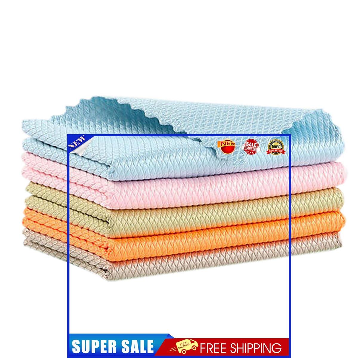 Microfiber Dish Cloth for Washing Dishes 5pcs Fish Scales Design Dish Rags