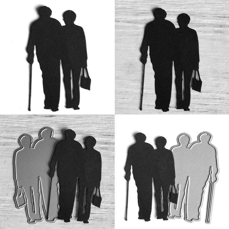 Elderly Couple Metal Cutting Dies Stencil Scrapbooking DIY Album Stamp Paper