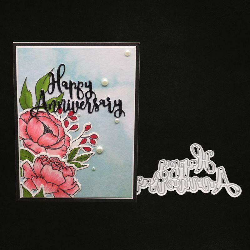 Happy Anniversary Metal Cutting Dies Stencil DIY Scrapbooking Album Paper Card