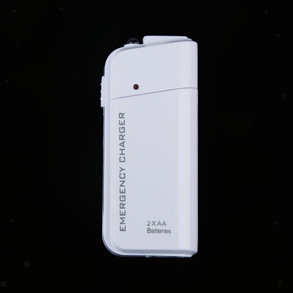 White Emergency  2AA Battery Charger Case Universal for Mobile Phones