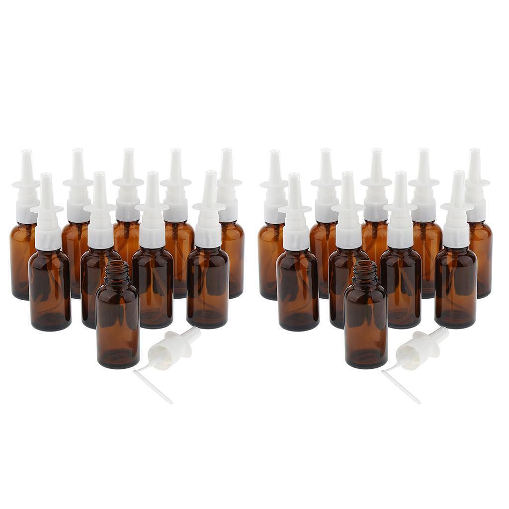 20 Pieces 30ml Empty Glass Nasal Spray Bottle Fine Mist Vials Sprayer Brown