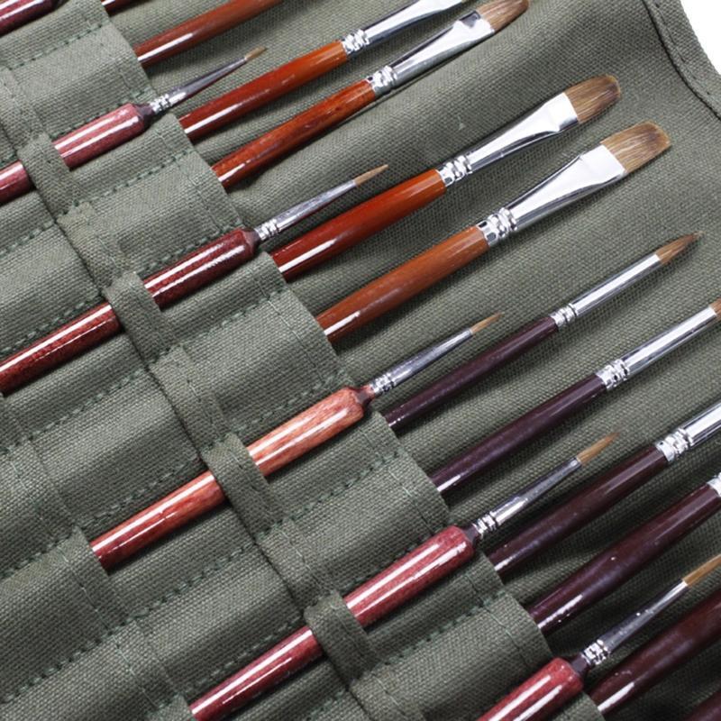 Portable Artist Paint Brush Bag Holder 30 Slots Roll Up Canvas Paint Brush Cases