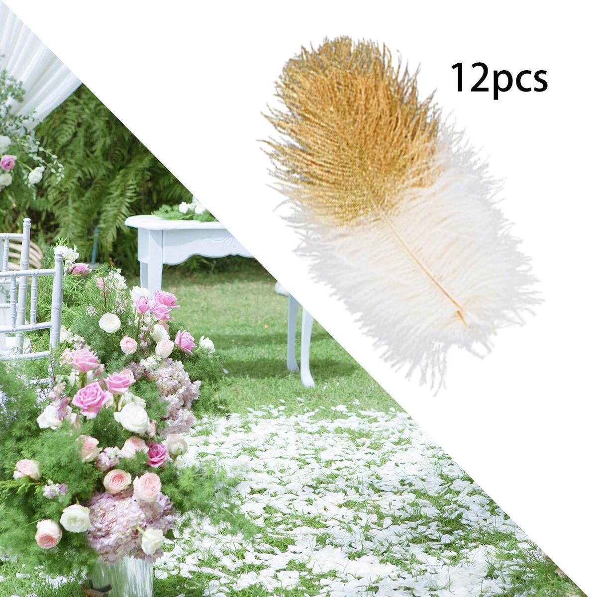 24  Feathers 15 20 Cm for Centerpieces Black And White