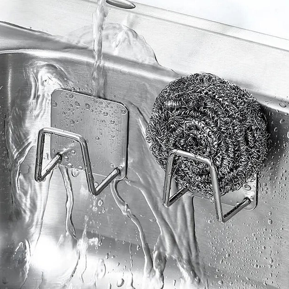 Sink Sponge Holder Self Adhesive Drain Drying Rack (201 Stainless Steel)