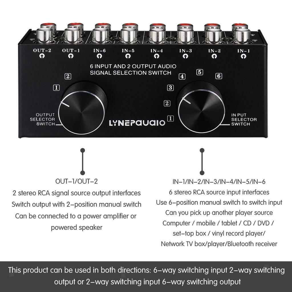 Port Input 6 Output Video  AV   Switch Switcher Selector Box