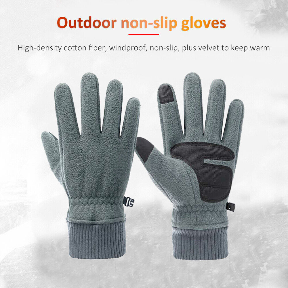 Warm Fleece Touch Screen Outdoor Cycling Windproof Gloves for Men (Grey)