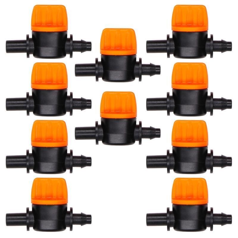 4/7-6MM Barbed + Flat Head Barb Water Valve Water Stop Connector for Garden 10PC