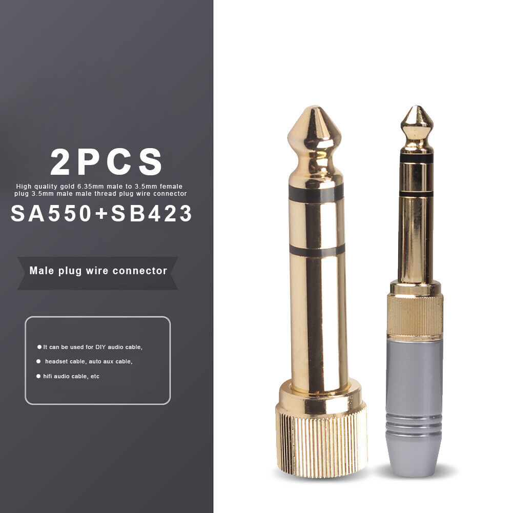 6.35mm Male to 3.5mm Female Plug Connector with 3.5mm Screw Jack Adapter
