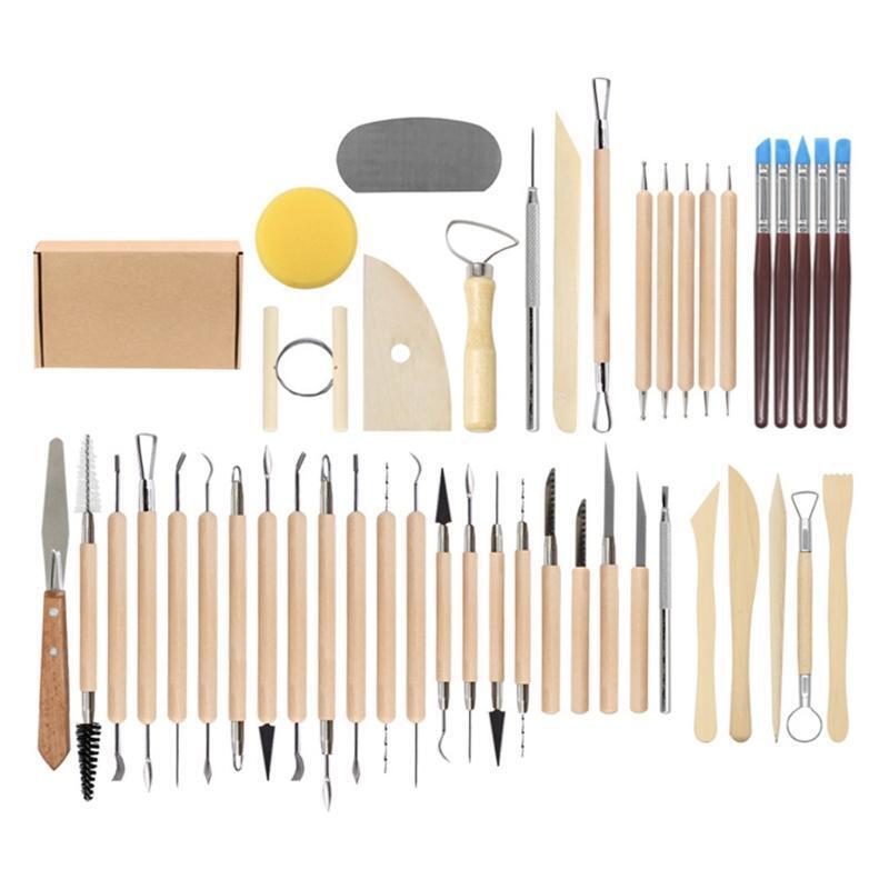 Wooden Pottery Clay Sculpting Hand Tool Kit for Artists Beginners Student Kids