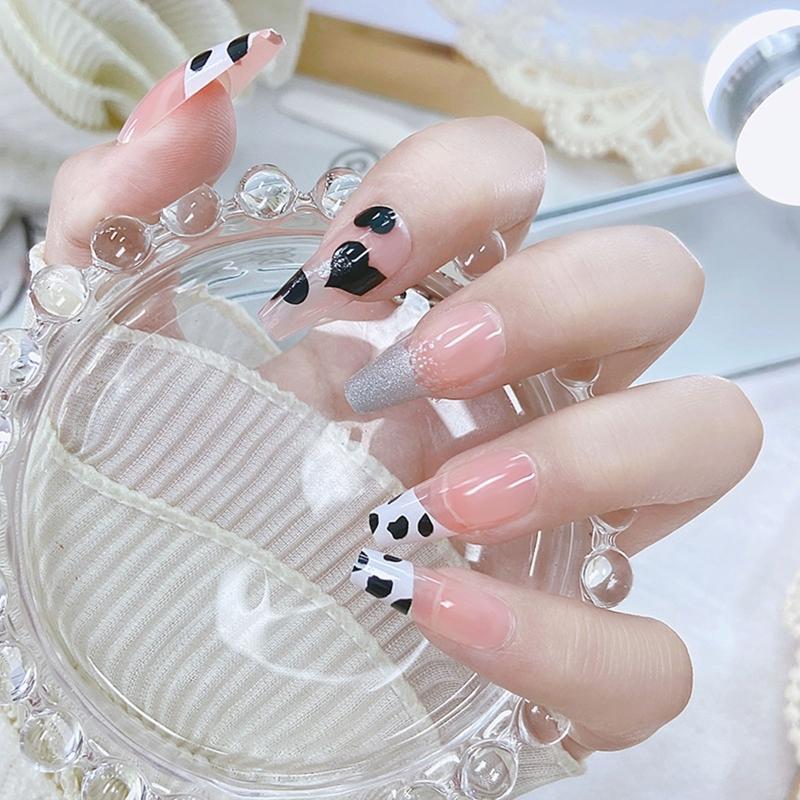 Press On Nails Cow Print Wearable False Nails Art DIY Fashion Manicure Tool