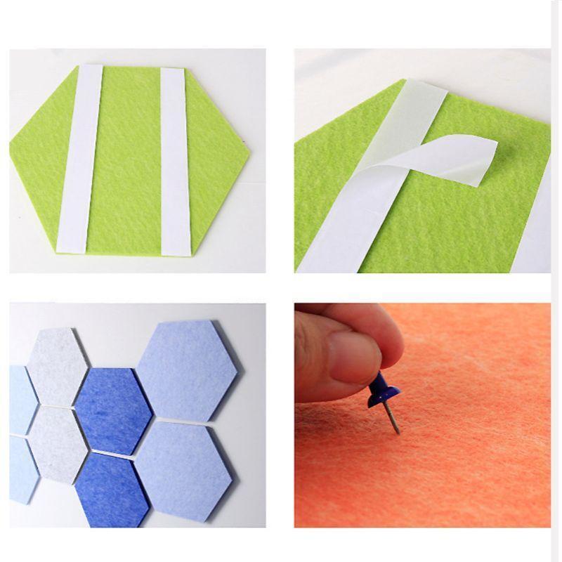 Hexagon Felt Pin Board Self Adhesive Bulletin Memo Photo Cork Boards Colorful Fo