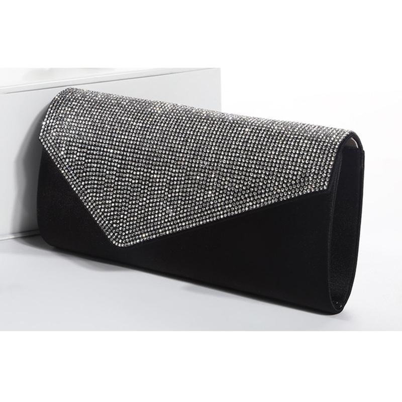 Glitter Flap Evening Bag Handbag Party Bridal Clutch Shoulder Bag with Detachabl