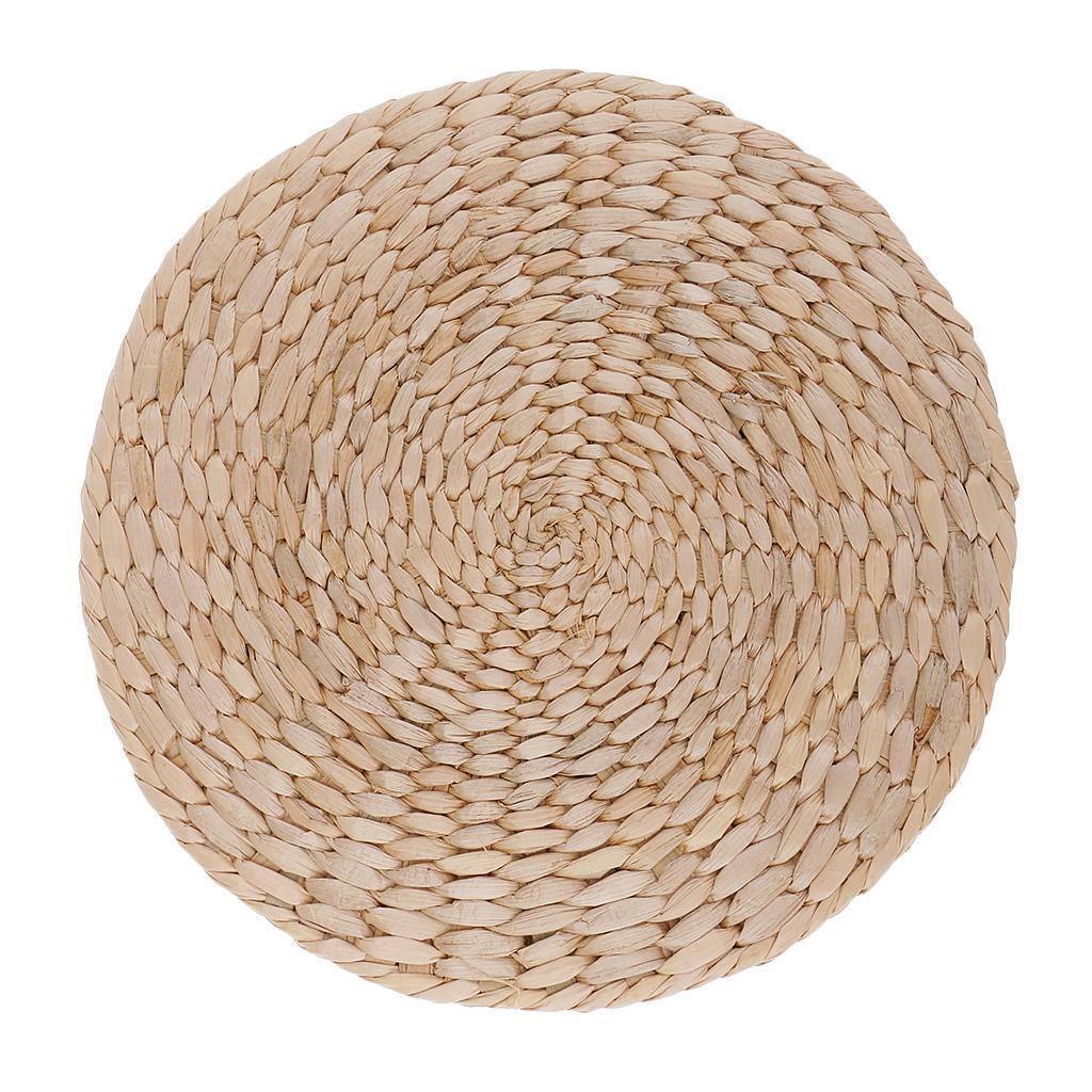 2pc Natural Straw Round Pouf Tatami Cushion Meditation Yoga Mat Zafu Cushion