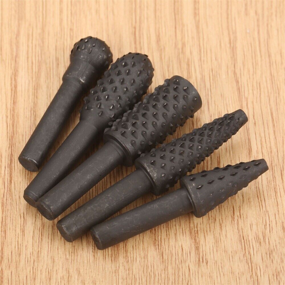 Hot 5x Rotary Burr Set Wood Carving File Rasp Power Drill Bits High-Carbon Steel