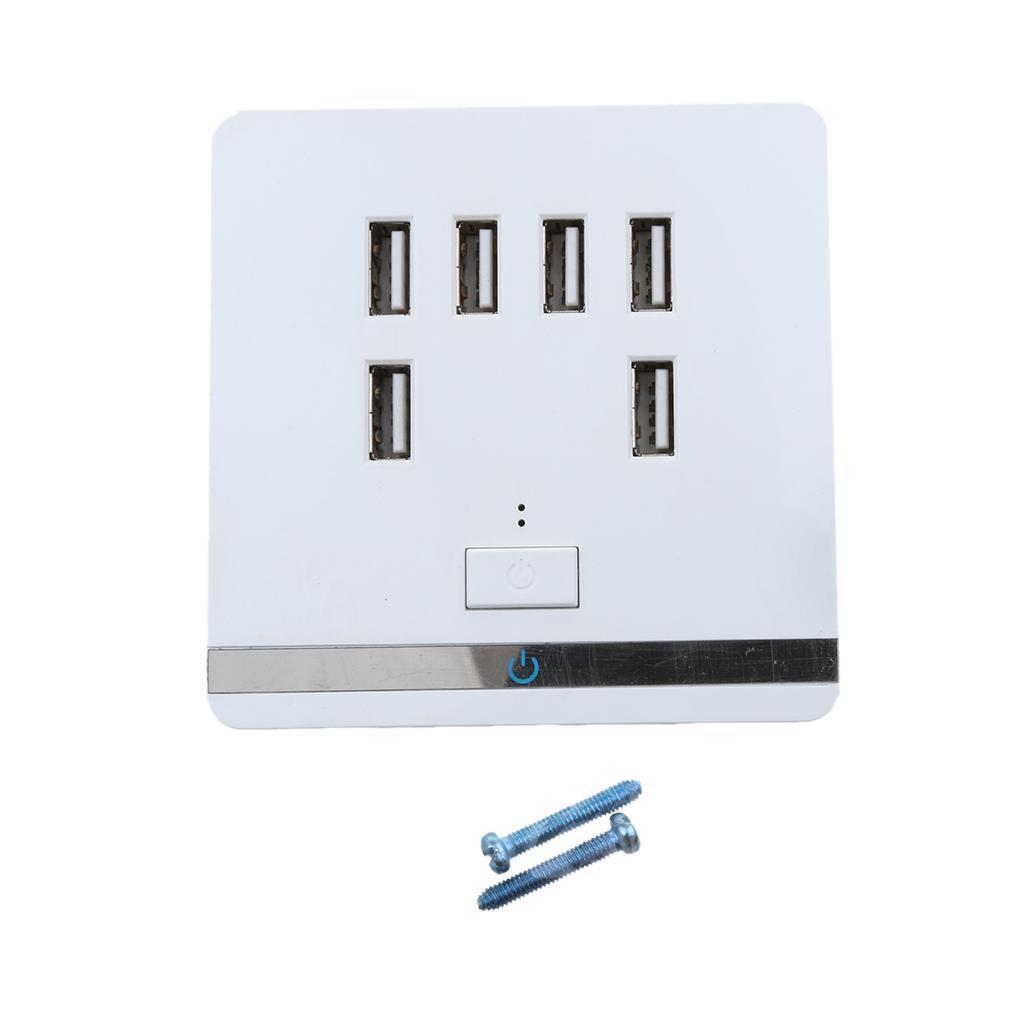 USB Wall Charger Outlet  Plate Panel Switch 3.4A 6 Port