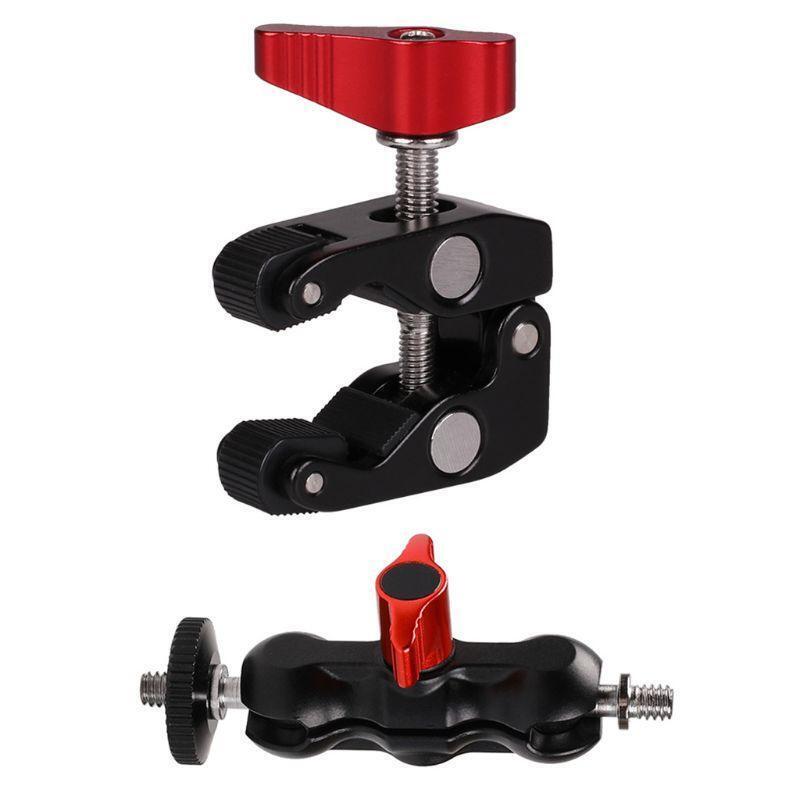 Red Knob Crab Claw Magic Arm Clamp with Mini Friction Magic Arm Multi-Function
