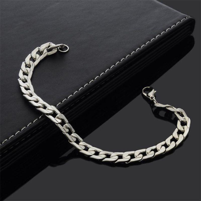 9mm Width Curb Chain Link Bracelet Stainless Steel Wristbands Bracelet Men Gifts
