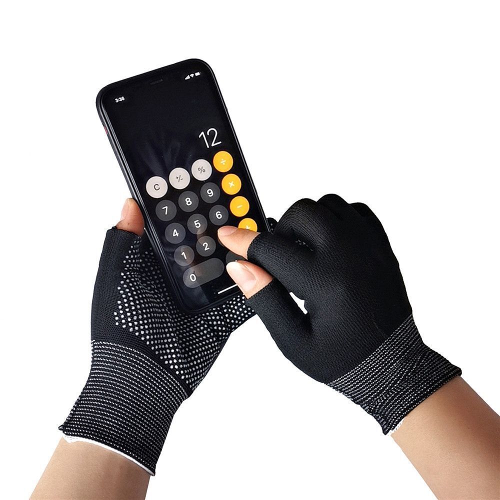 Driving Biking Mittens Anti-Slip Fishing Gloves Two Half Fingers Sun Protection