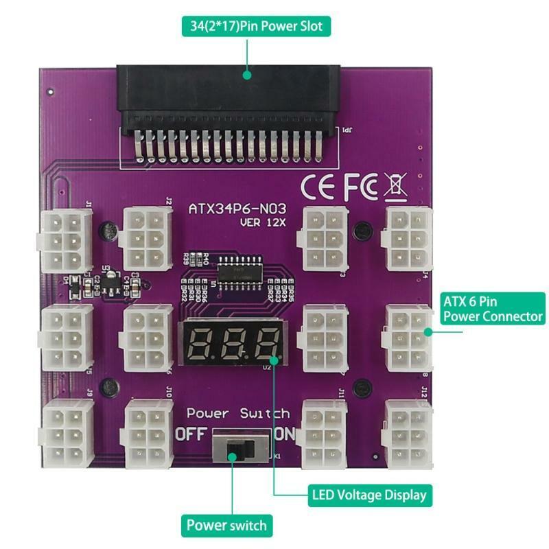 ATX 6Pin Power Connector Power Switch Breakout Board ATX34P6-NO3 VER 12X