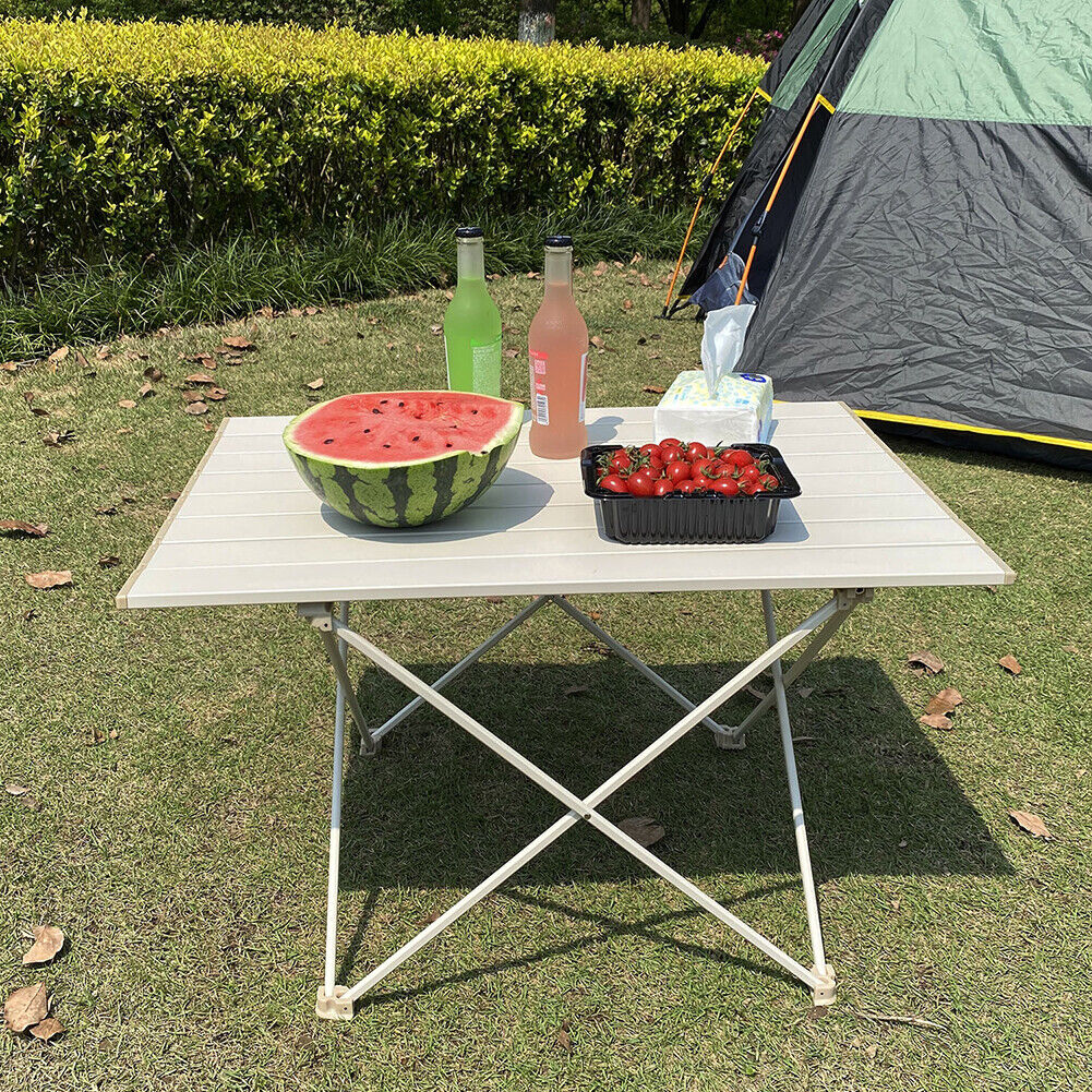 Outdoor Barbecue Picnic Hiking Table Portable Foldable Dinner Desk White